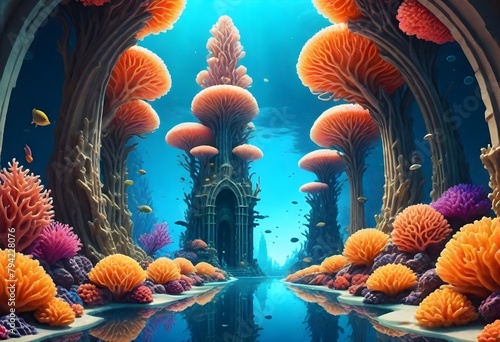 Modernist style a hyperrealistic 8k underwater cor (3) photo