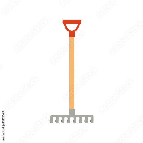 Rake vector illustration. Gardening tool for cleaning and loosening the soil