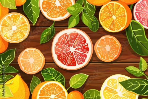 Fresh oranges and lemons displayed on a rustic wooden surface. Perfect for food and agriculture concepts