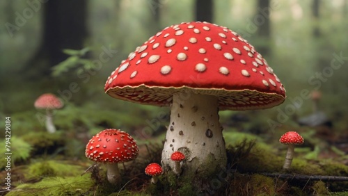 big fly agaric mushroom in the forest