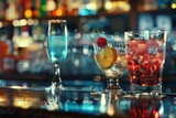 cocktail drinks in a bartender table, bar, lounge