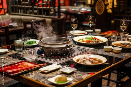 hot pot restaurant with A table of delicious hot pot food © GHArtwork