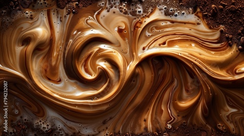elegant coffee swirls luxurious golden accents background, Generative AI