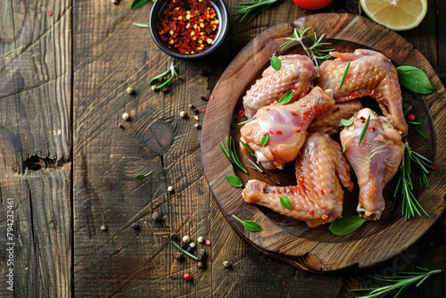 Delicious chicken wings with fresh garnish, perfect for food menus