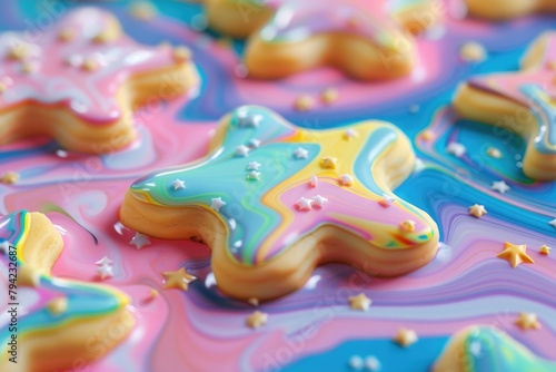 Close up of delicious cookies on a table, perfect for food blogs or bakery websites © Fotograf