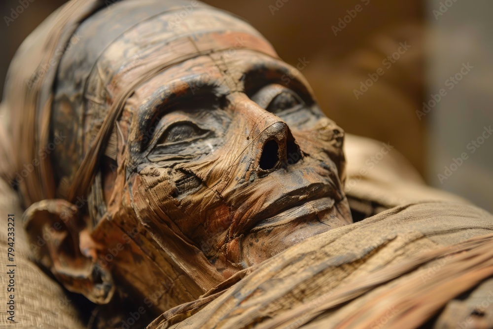 Egyptian Mummy at British Museum. Ancient African Artifact for Archaeology and Art Lovers