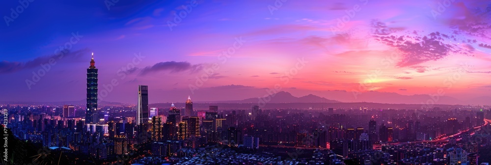 Twilight: Capturing the Modern City Skyline, Night View and Landmarks at Sunset