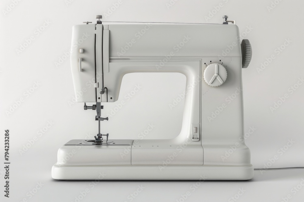 A white sewing machine placed on a table, ideal for crafting projects