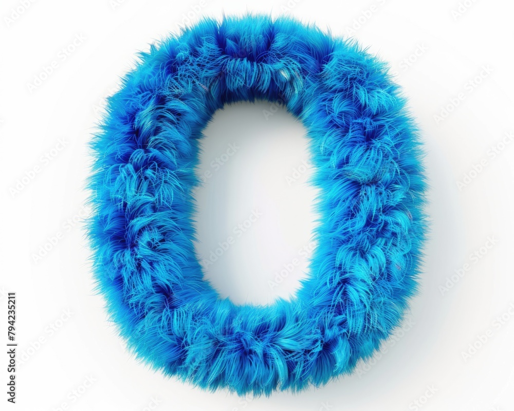 Furry and Colourful Baby Font: Capital Letter O - 3D Illustration of Dear Fur Font for Kids Concept