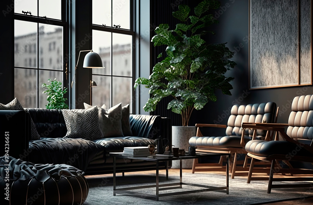 Obraz premium Generative AI illustration of glamour modern style interior design
