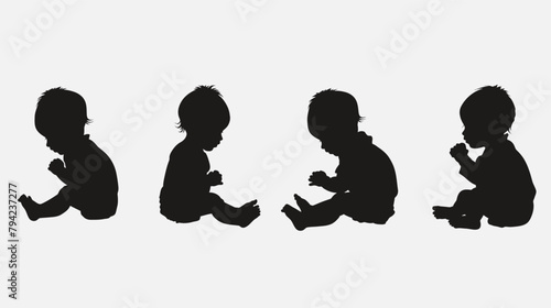 a silhouette of a baby sitting in different positions
