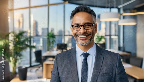 Wallpaper Mural Portrait of a proud smiling confident middle aged hispanic businessman in office. Elegant, stylish, corporate leader, successful CEO executive manager  Torontodigital.ca