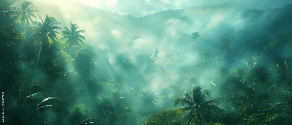 Obraz premium Lush Tropical Rainforest with Diverse Ecosystems and Fertile Lands. Concept Tropical Rainforest, Biodiversity, Fertile Lands, Ecosystems, Lush Vegetation