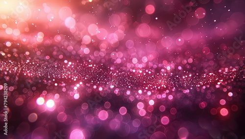  A purple background with pink and red glowing particles, creating an atmosphere of joyous celebration. Created with Ai  photo