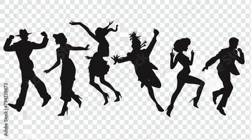 a group of silhouettes of people jumping in the air