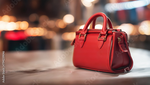 Red bag. Women's red leather bag. Fashion accessory