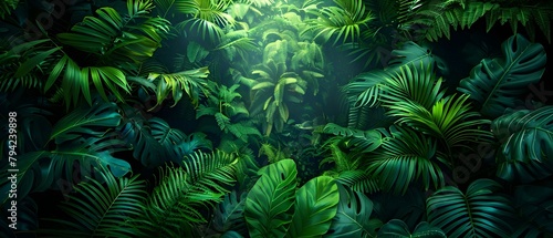 Lush Tropical Rainforest Teeming with Diverse Plant Species and Fertile Ecosystems. Concept Tropical Rainforest  Diverse Plant Species  Fertile Ecosystems  Biodiversity  Lush Greenery