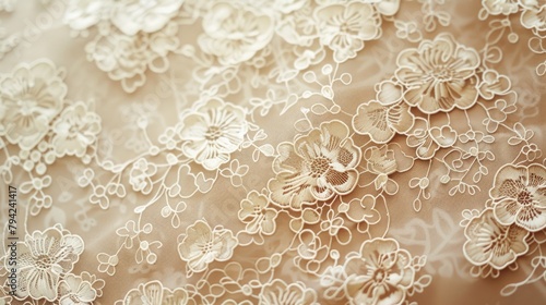 Detailed shot of a wedding dress with elegant lace. Perfect for bridal fashion blogs
