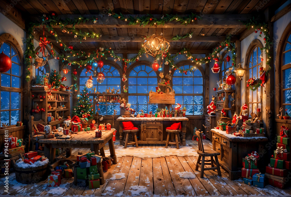 Fototapeta premium Santa's Workshop: Inside the North Pole Wonderland