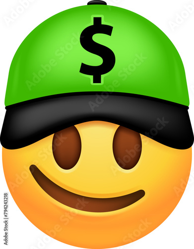 Face Wearing A Cap With A Dollar Sign Emoji Icon