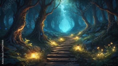 Enchanted Trail Leading Towards a Glowing Destination. © xKas