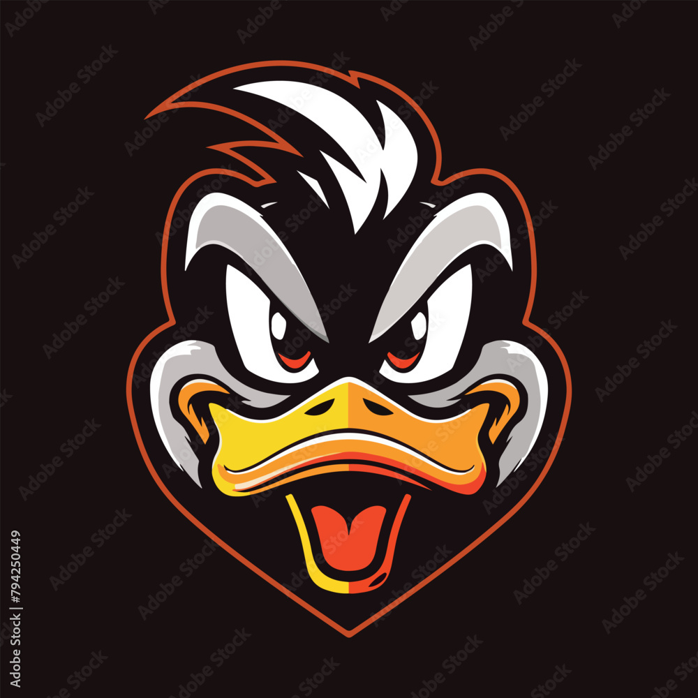 Duck head mascot logo vector illustration with isolated background