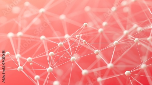 Interconnected Nodes and Dots in a Warm Red Network Visualization.