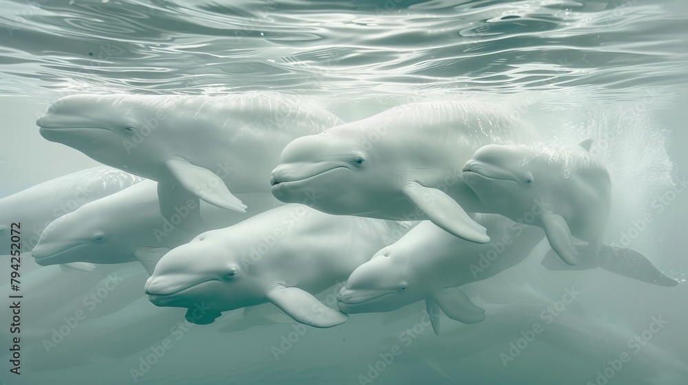 Fototapeta premium Playful Pod of Beluga Whales