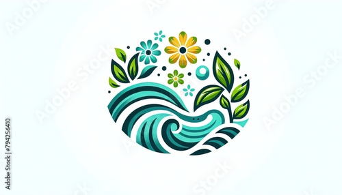 abstract floral design,logo green nature logo design