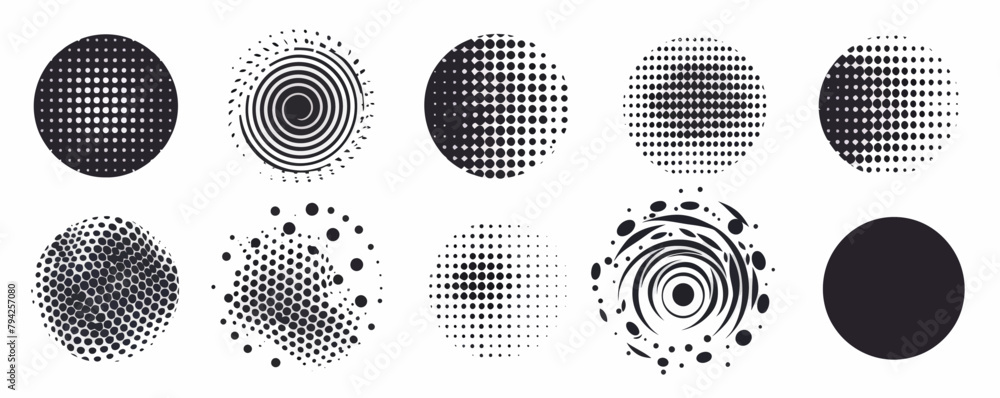 a set of nine circular shapes