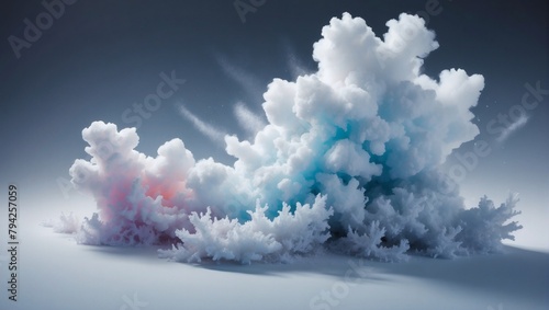 Ethereal Composition of Soft Powder Snow Cloud in Abstract Design.