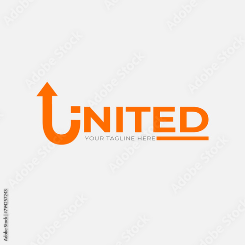 United Logo design template - Editable Text and U icon logo