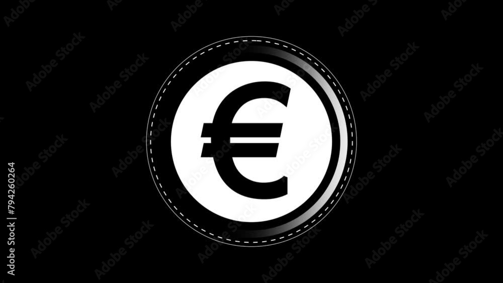 Spinning black and white euro sign animation on a black background. Spinning black and white euro sign animation on a black background.