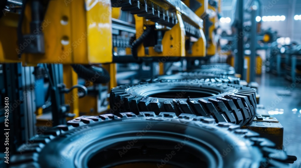 Industrial tyre production machine conveyor