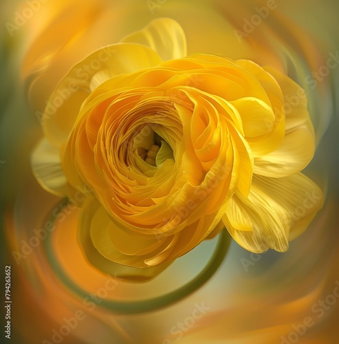   A yellow flower s detailed shot  background showcasing its center blurred