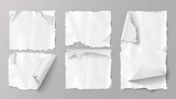 Minimalist design of torn sheets of white paper on a plain background for creative layouts and textures