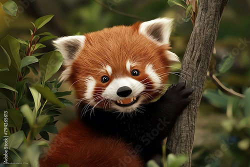 red panda eating bamboo