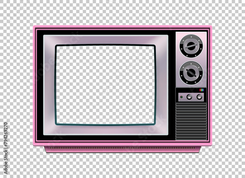 Retro television mock up isolated on transparent Vector illustration
