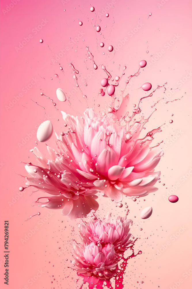 Flowers splash beautiful postcard or place for a subject. Generative AI, Flowers splash beautiful postcard or place for a subject. Generative AI,