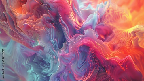 Abstract digital artwork characterized by fluid shapes and a vibrant color palette photo