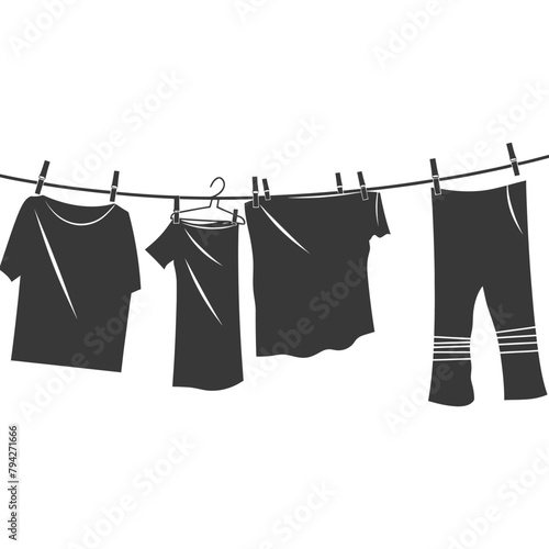 Silhouette clothesline for hanging clothes black color only