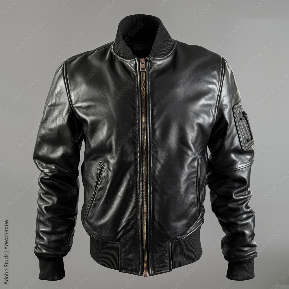 Black Leather Bomber Jacket
Black Leather Bomber Jacket