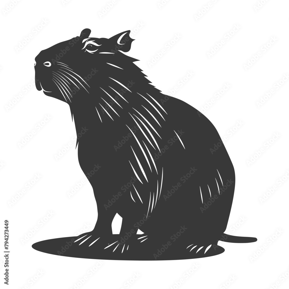 Silhouette capybara animal black color only full body Silhouette capybara animal black color only full body
