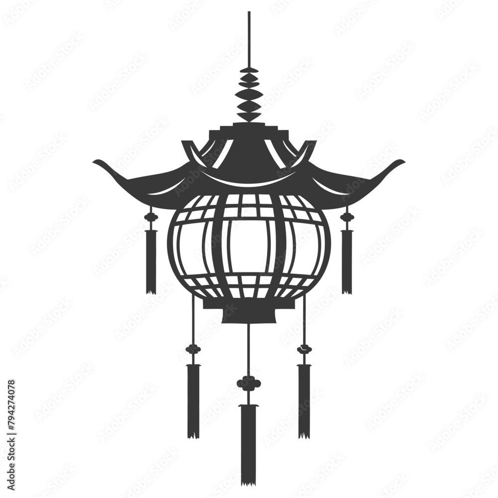 silhouette chinese traditional asian lantern black color only silhouette chinese traditional asian lantern black color only