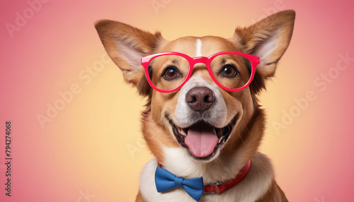 Happy Dog with Glasses Portrait