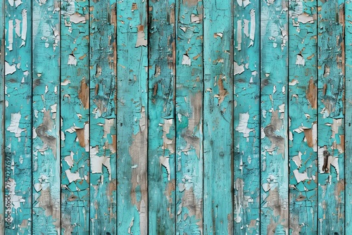 Aged Turquoise Wooden Fence Texture