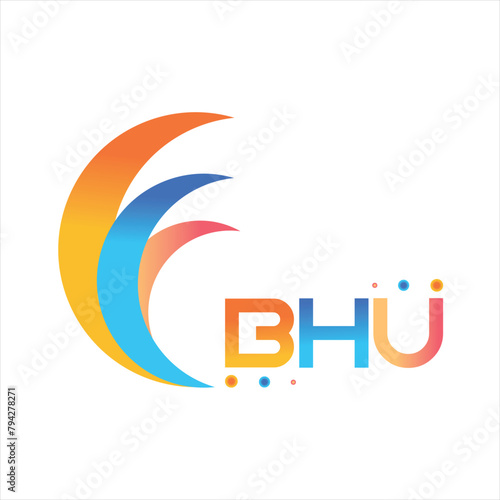 BHU letter technology Web logo design on white background. BHU uppercase monogram logo and typography for technology, business and real estate brand.
 photo