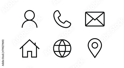 Contact us icon set. Communication Social Media network icon call us email mobile signs. Customer service. Contact support line icons set, editable stroke isolated on white, linear vector outline