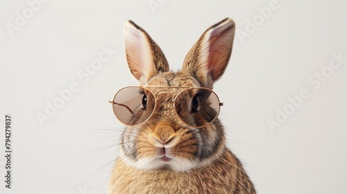 Cool bunny sporting trendy sunglasses, neatly isolated against a clean white backdrop