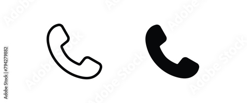 Phone and call icons set in trendy flat style isolated. Handset icon with waves. Telephone symbol for your design, logo, sign UI. Vector illustration.